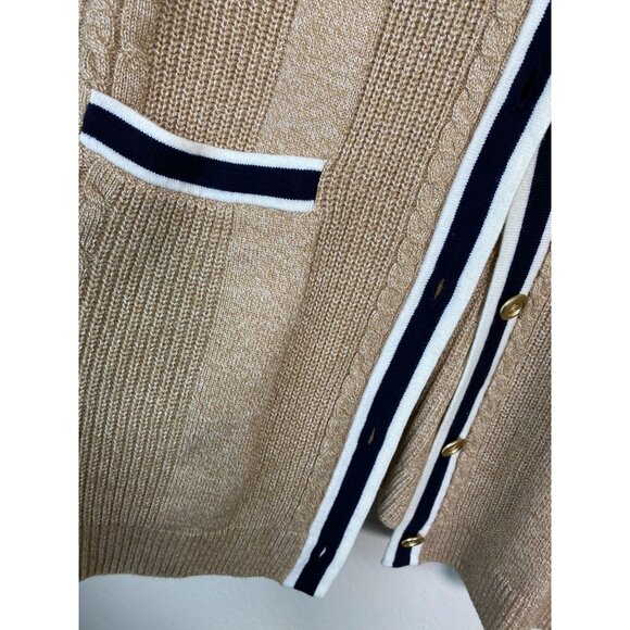 Talbots Womens‎ Cardigan Sweater size Large Brown cable Knit Preppy Nautical - Picture 10 of 16